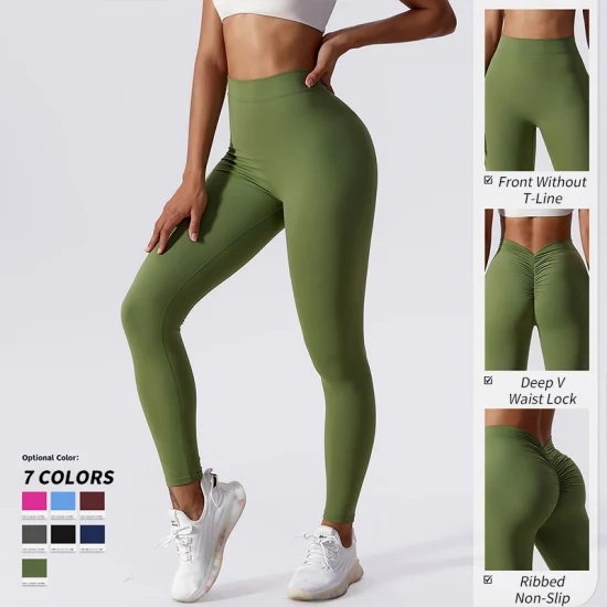2023 neue Großhandel Heiße Frauen Scrunch Butt Zurück V-Cut Hohe Taille Bauch-steuer Yoga Leggings Sport Fitness Gym workout Leggings