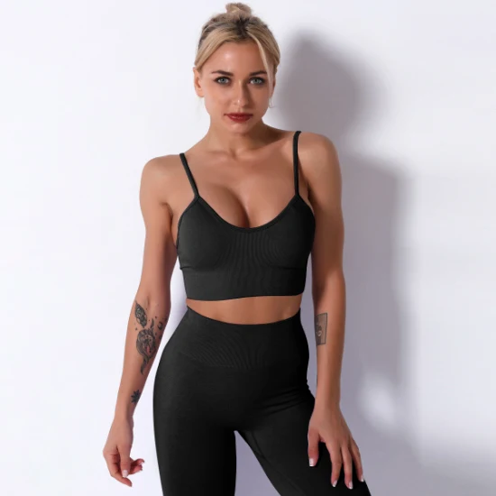 Amazon Hot Selling Solid Ins Style Fitness Wear BH und Hose Nahtloser Yoga Wear Anzug