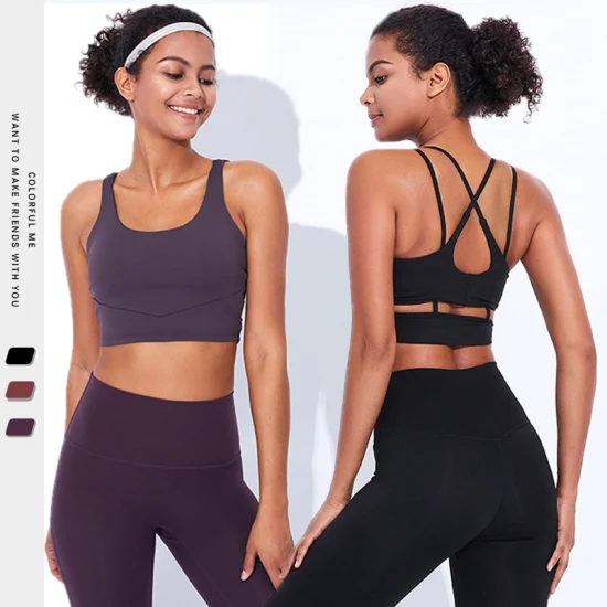 Sy-Q5232 Damen Yoga-Kleidung, Fitness, elastischer Gürtel, doppelseitig, mattiertes Sport-Top
