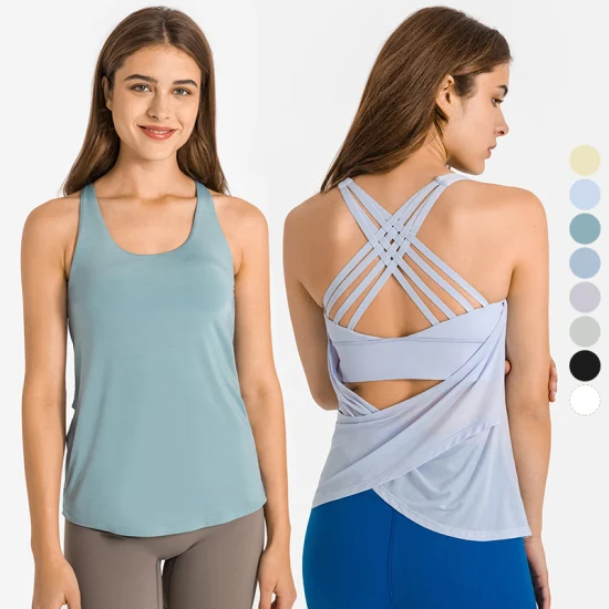 Neue Bluse mit Brustpolster, Weste, Trainingskleidung für Damen, lockeres ärmelloses Workout-Yoga-Top
